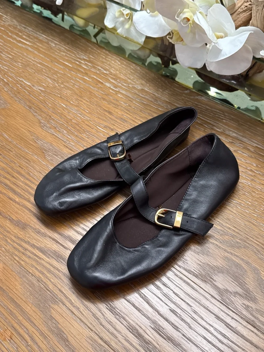 Zara leather buckle ballet flats - 8.5 (39)